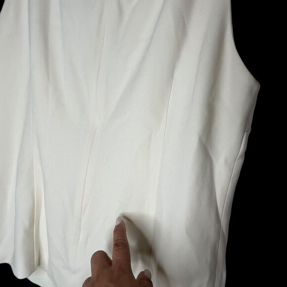 Tory Burch Womens White Sleeveless Pleated Top Size 12 Acetate Polyester Blend - Picture 4 of 5